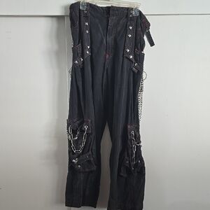 Vintage 90s Tripp NYC Black And Red Pants With Extra Chains